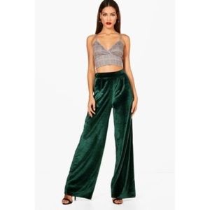 Tall Wide Leg Velvet Trousers